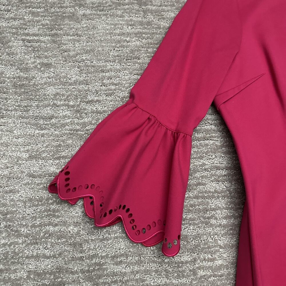 Teri Jon Dress Womens 16 Pink Bell Sleeve Sheath Scallop Hem Party Cocktail - Picture 2 of 16